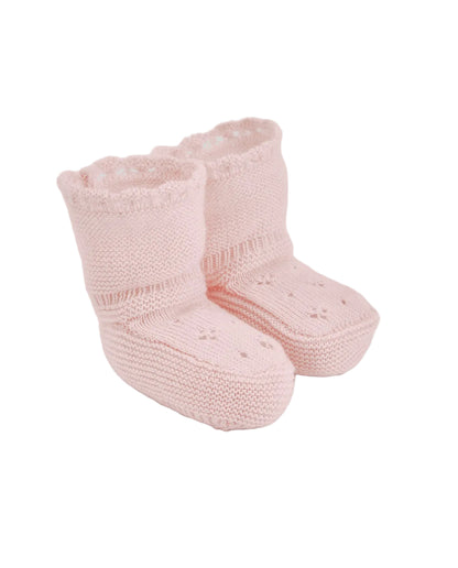 Knit Newborn Booties Pastel Pink Schoolsoutdesignerkidswear