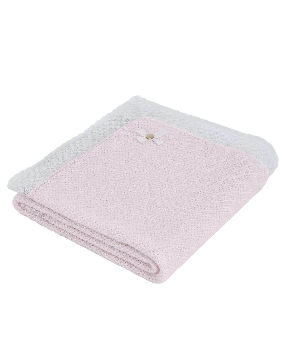 Knit Newborn Shawl in Chalk Pink And White Schoolsoutdesignerkidswear