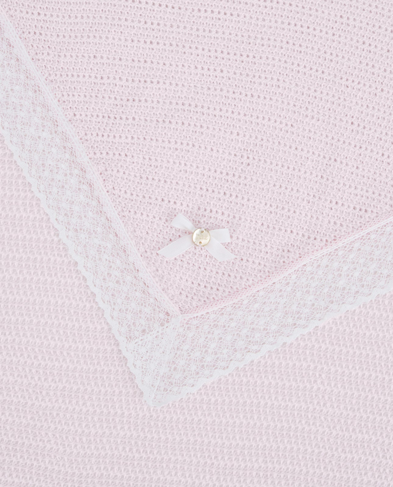 Knit Newborn Shawl in Chalk Pink And White Schoolsoutdesignerkidswear