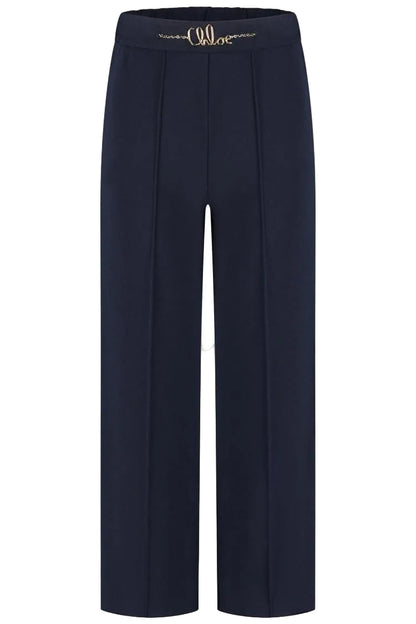 Milano Trousers with Elasticated Waist and Gold Chain Logo Detail