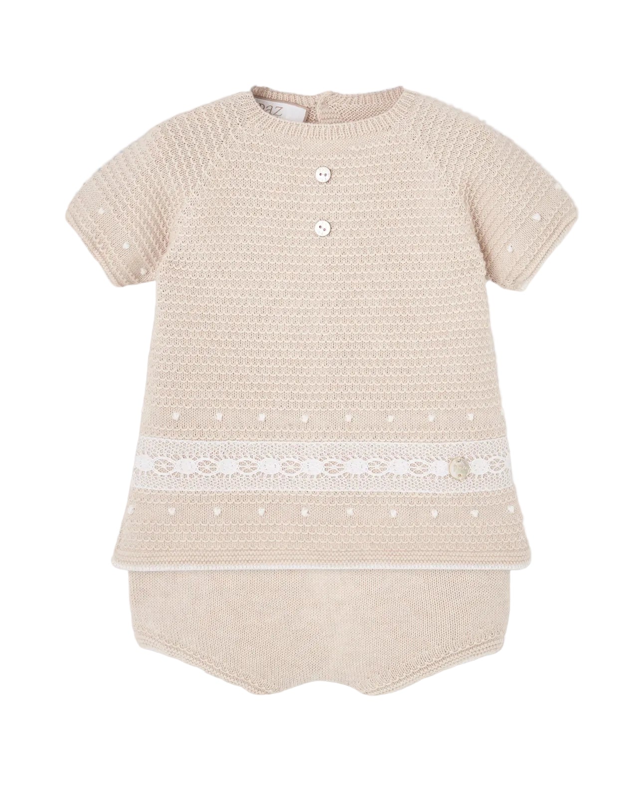 Set Knit Newborn Sweater And Leggins Linen And White Schoolsoutdesignerkidswear