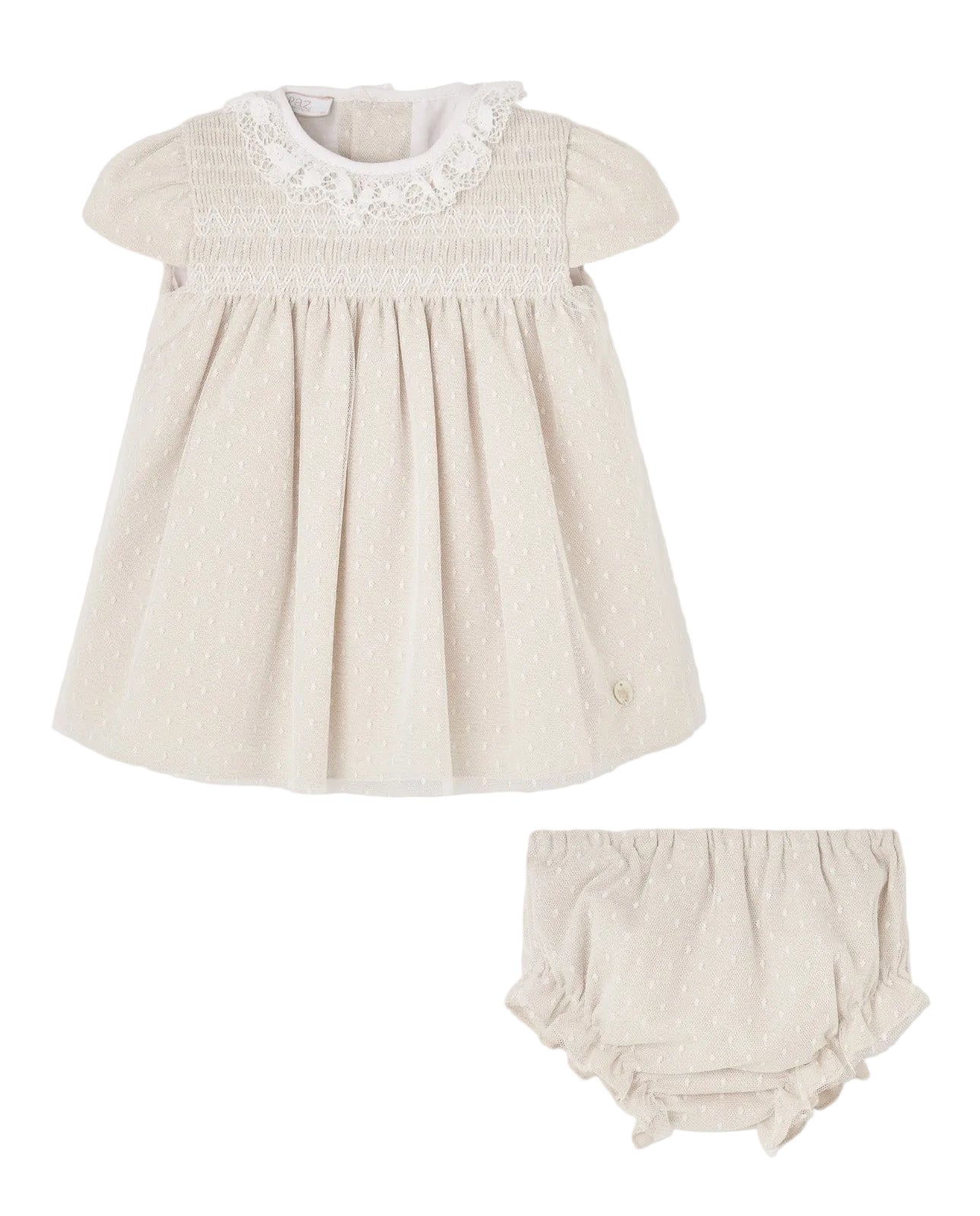 Set Woven Newborn Dress And Knickers in Linen Schoolsoutdesignerkidswear