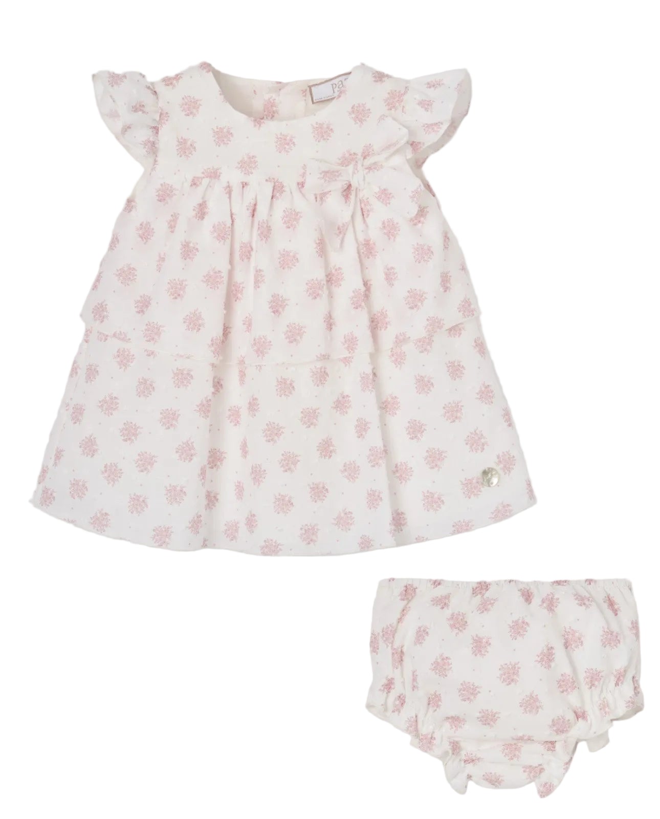 Set Woven Newborn Dress And Knickers in Dune Pink Schoolsoutdesignerkidswear