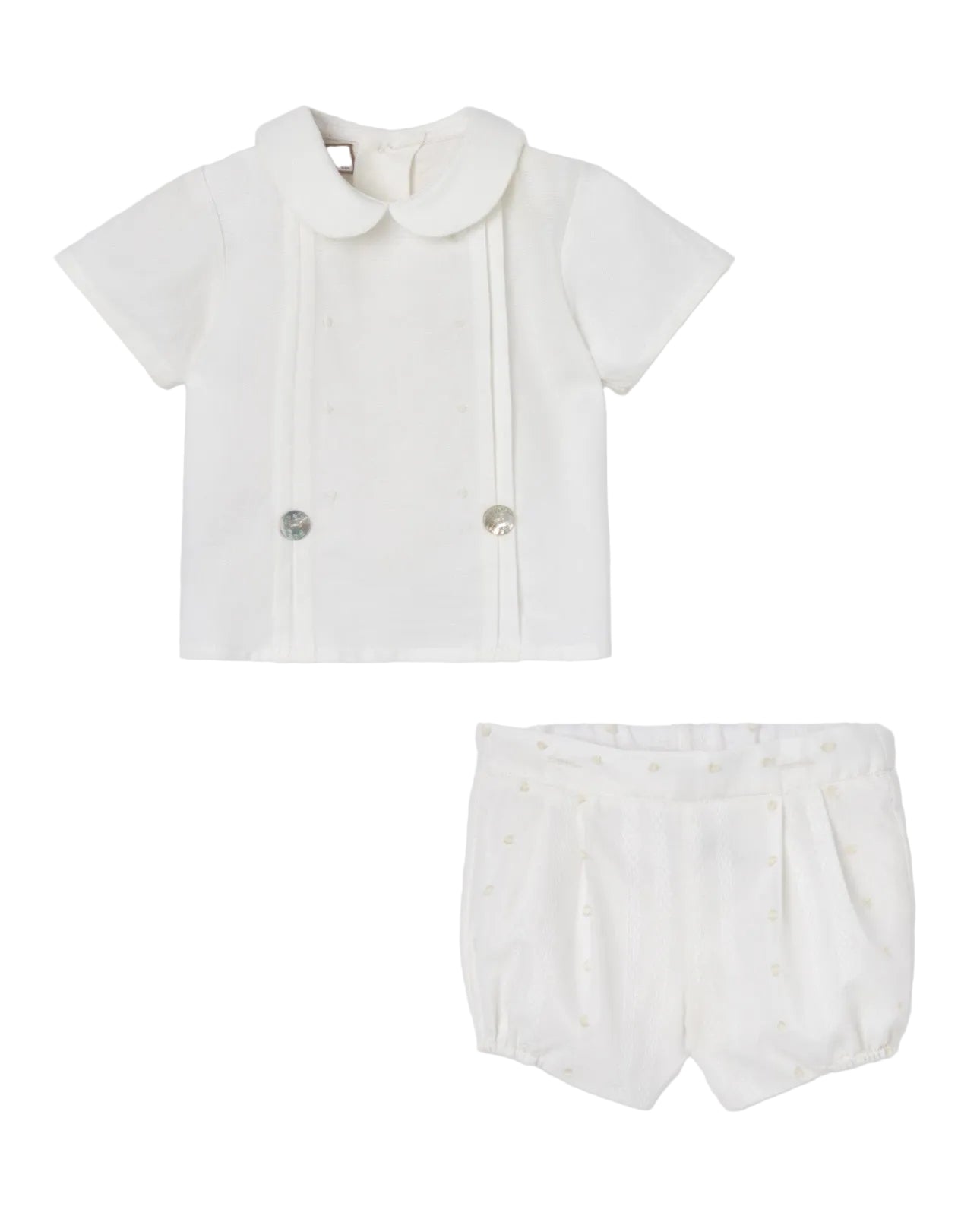 Set Woven Newborn Blouse And Shorts Cream Schoolsoutdesignerkidswear