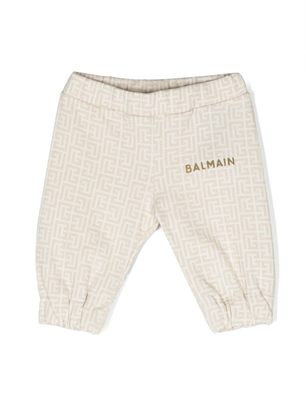 Balmain Kids Monogram-pattern cotton track pants