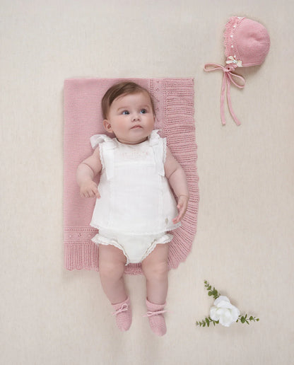 Set Woven Newborn Short Dress And Knickers Cream Paz Rodriguez