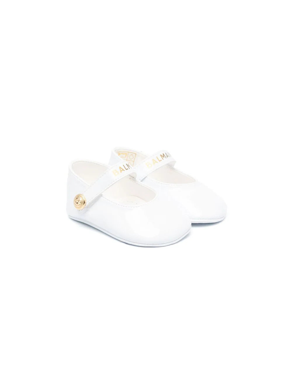 Balmain Baby Girls White Patent Pre-Walker Shoes