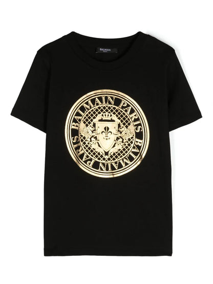 Balmain Kids Logo Print Cotton T-shirt