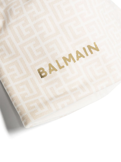Balmain Baby Monogram Pattern Cotton Babygrow Set