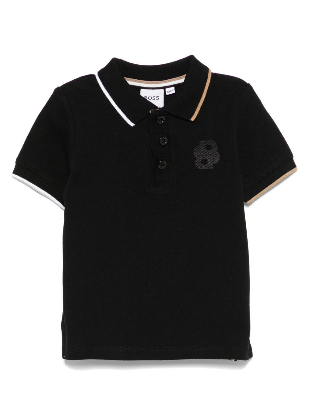 Black Short Sleeve Polo with Stripes