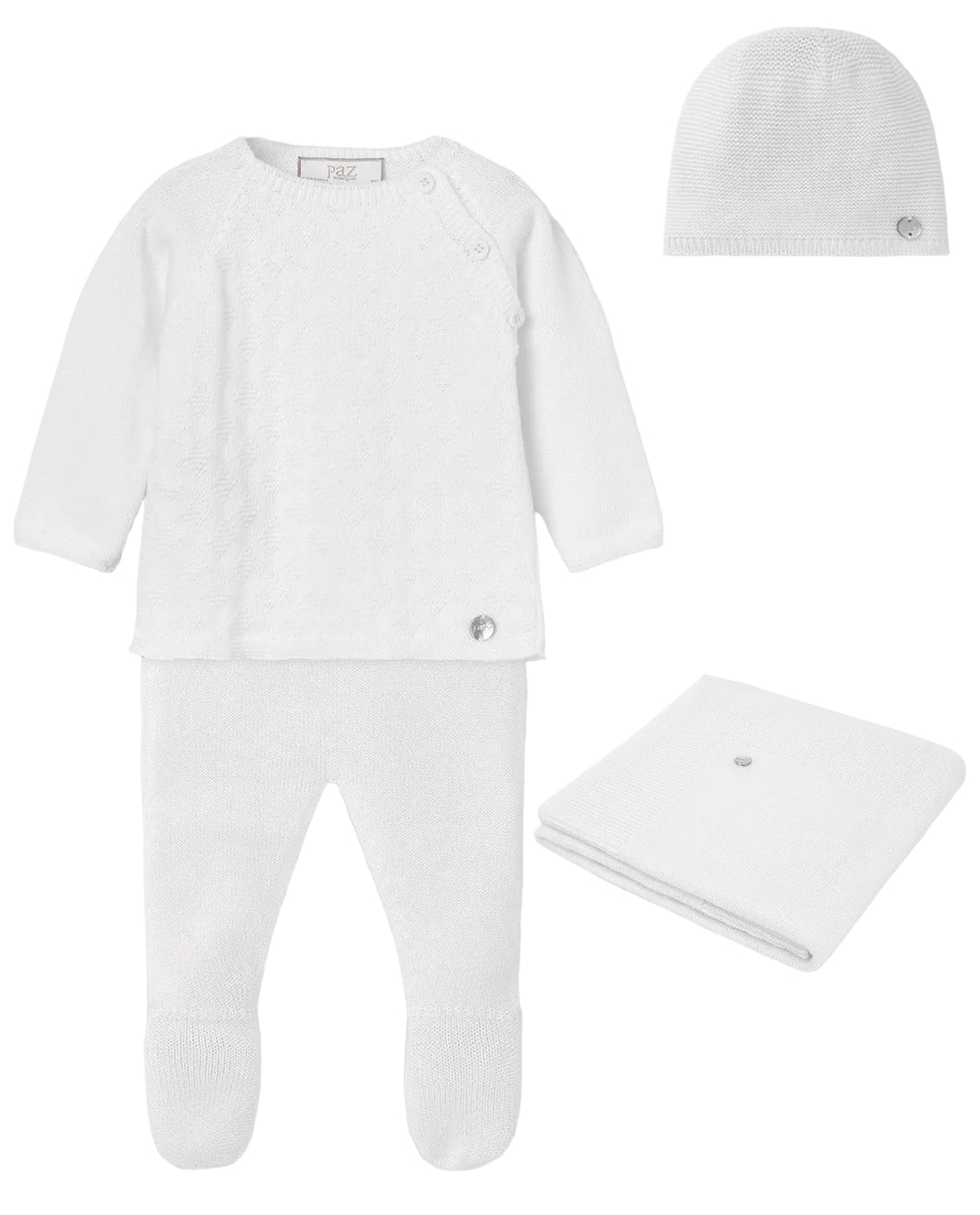 Set Knit Newborn Sweater With Leggings And Cap Schoolsoutdesignerkidswear