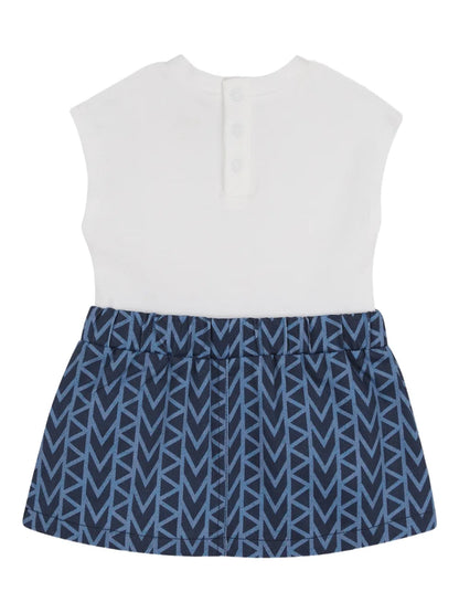 Baby Bi-Material Sleeveless Dress in White and Denim Michael Kors