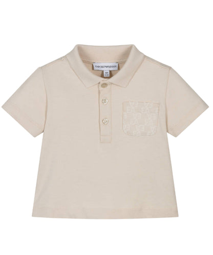 Baby Polo Shirt with Pocket Detail, Beige