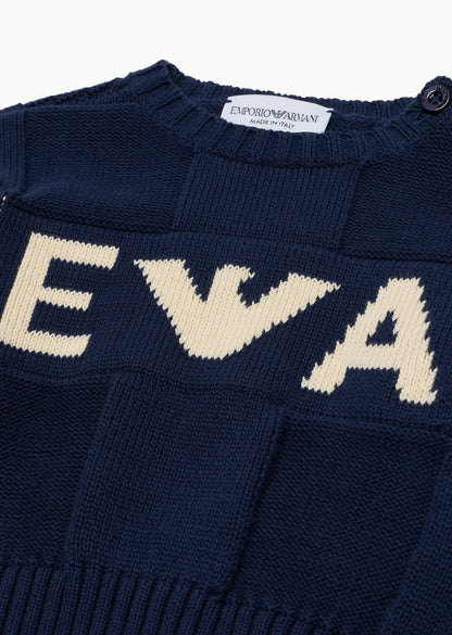 Navy Contrast Knit Pullover