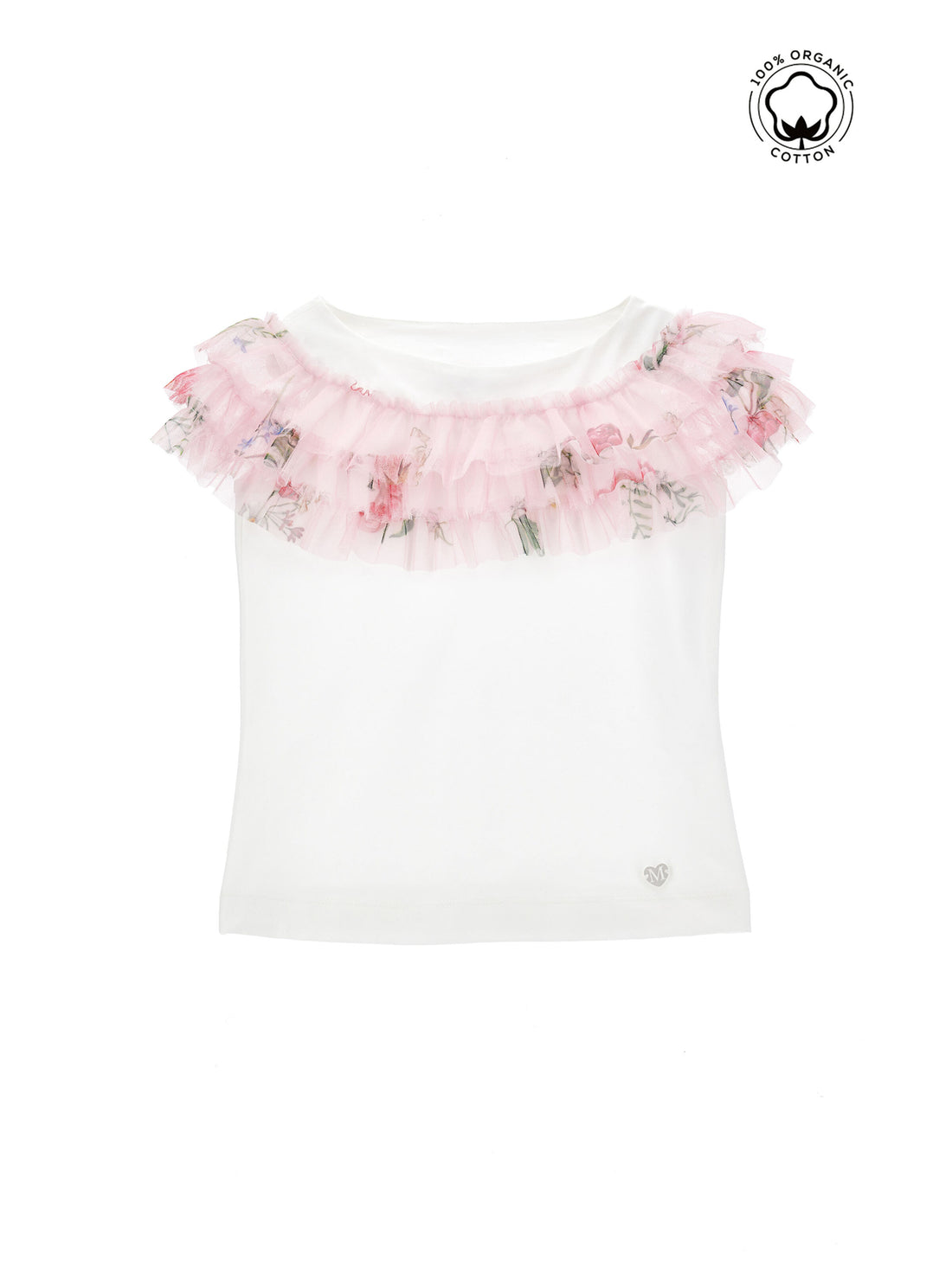 Monnalisa Organic cotton T-shirt with tulle