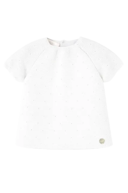 Set Knit Newborn Sweater With Leggins in White Schoolsoutdesignerkidswear