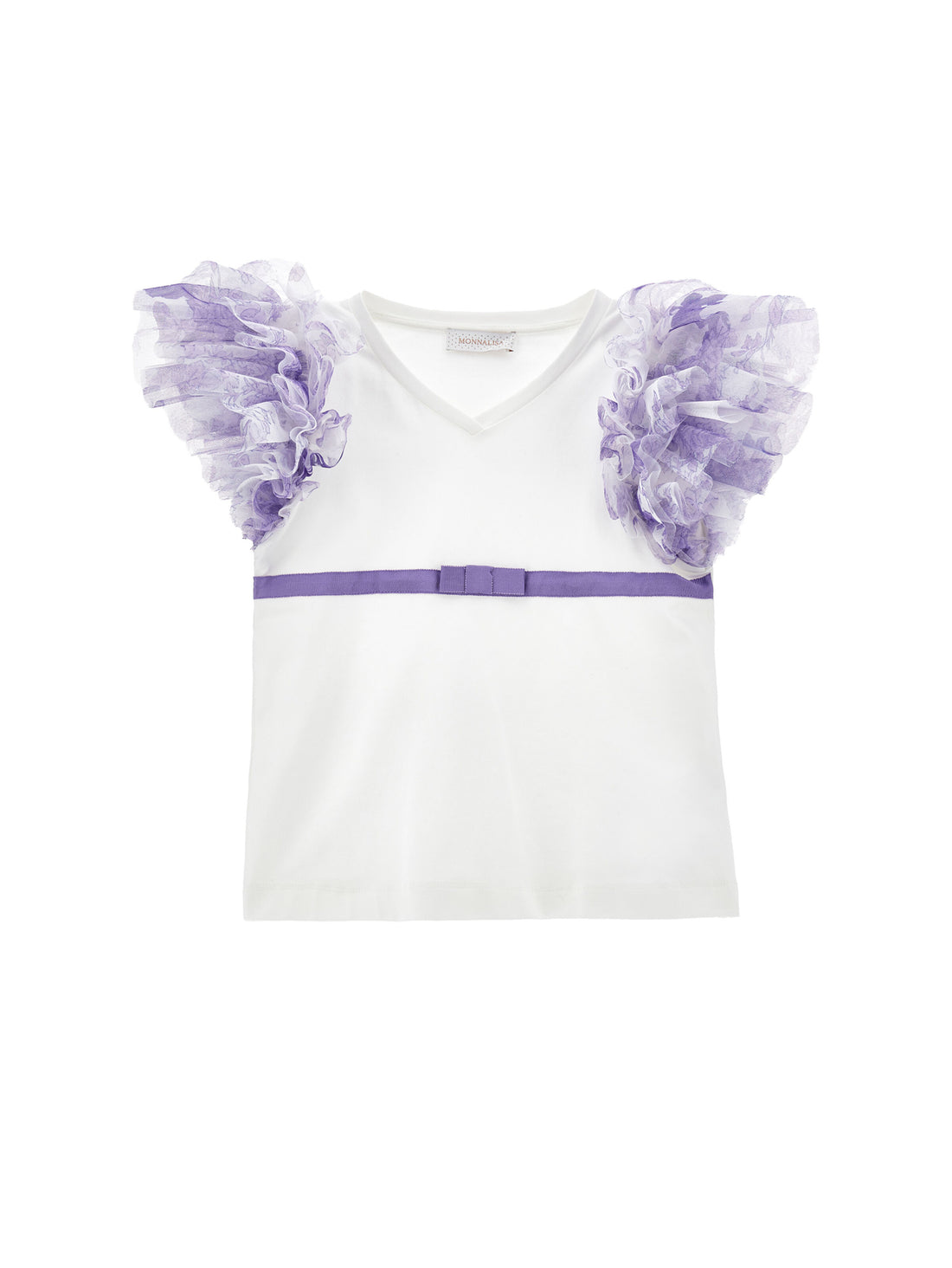 Monnalisa T-shirt with tulle sleeves