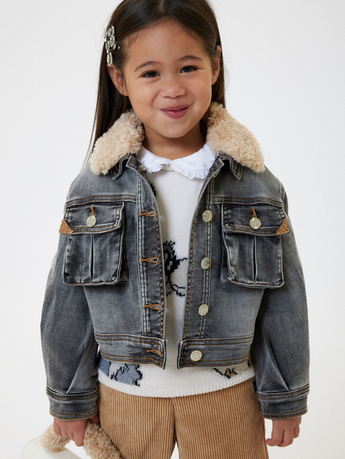 Fur-Collared Denim Jacket