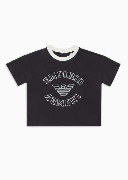 Emporio Armani T-Shirt (Oxford Tan &amp; Blu Navy) | Schools Out