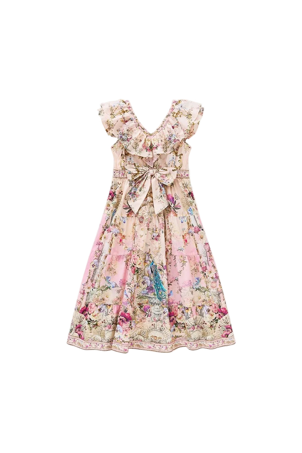 Casa De Fieras Kids Tiered Maxi Dress With Frill Neck Camilla