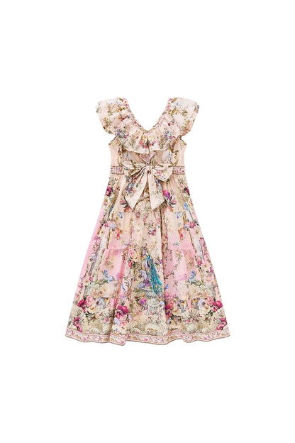 Casa De Fieras Kids Tiered Maxi Dress With Frill Neck Camilla