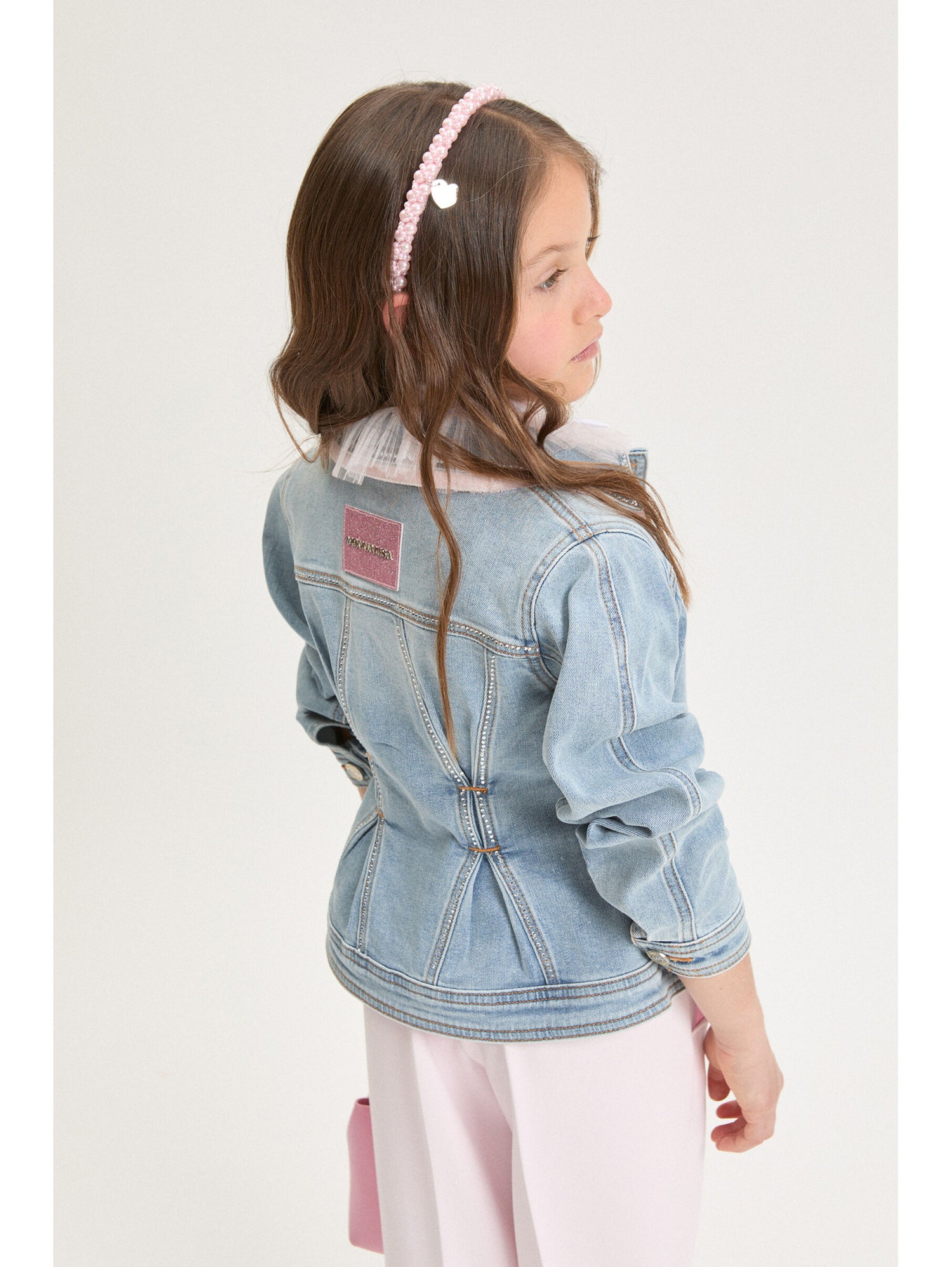 Rhinestone Denim Jacket Monnalisa