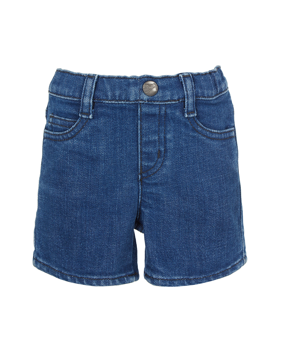 Denim Bermuda Shorts with Elasticated Waist and Logo Detail
