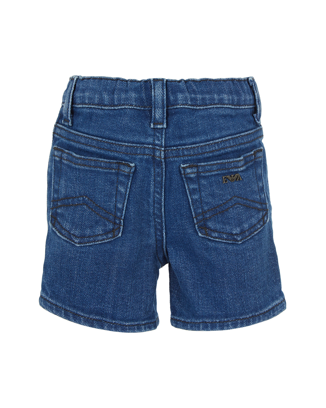Denim Bermuda Shorts with Elasticated Waist and Logo Detail