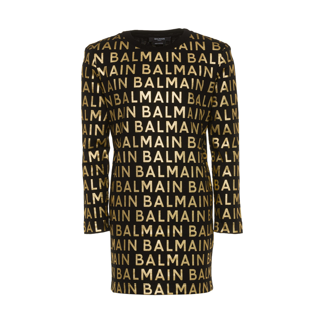 Balmain Teen Girl Black And Gold Cotton  Dress