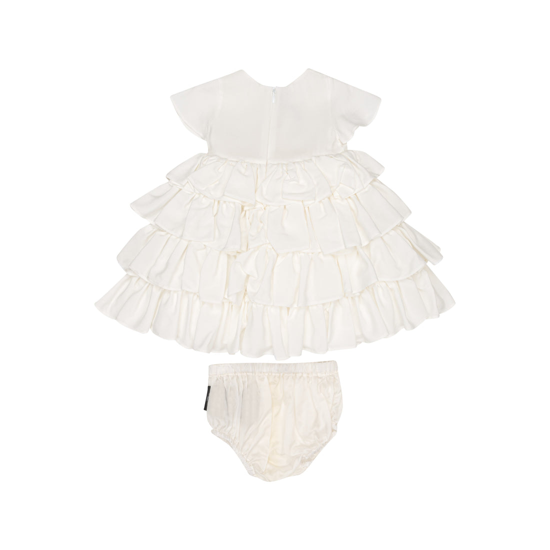 Elegant White Dress For Baby Girl With Logo And Culotte