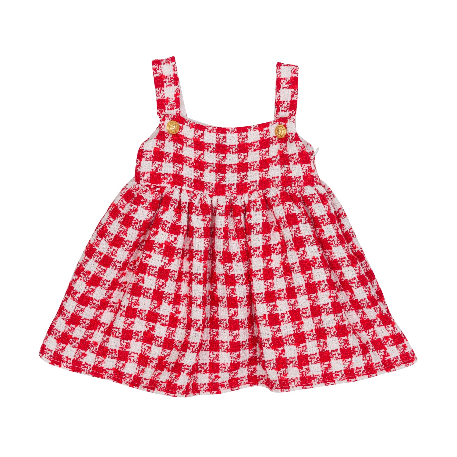 Balmain Red White Tweed Pinafore Dress - Main Image