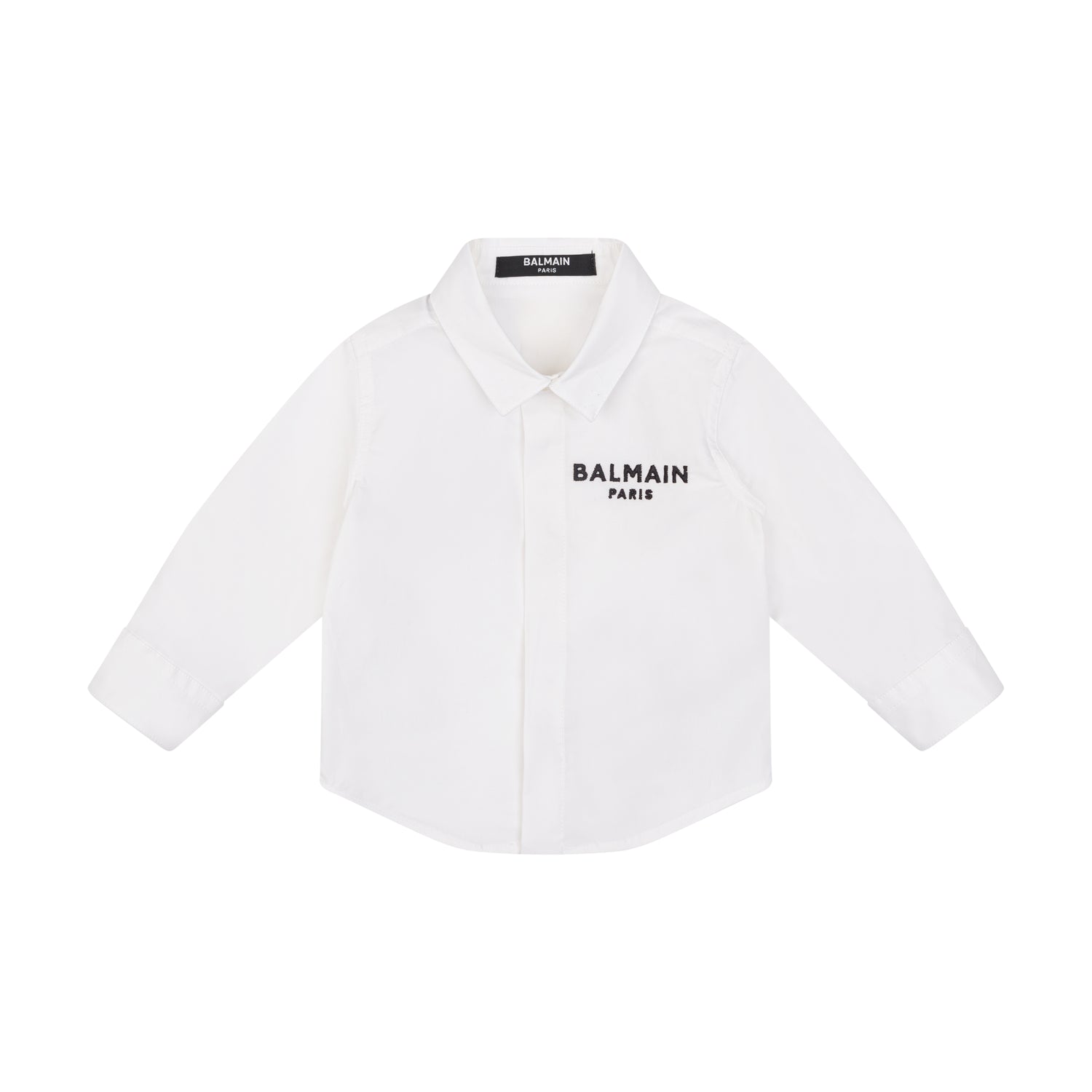 Embroidered Logo Cotton Button-Down Baby Shirt