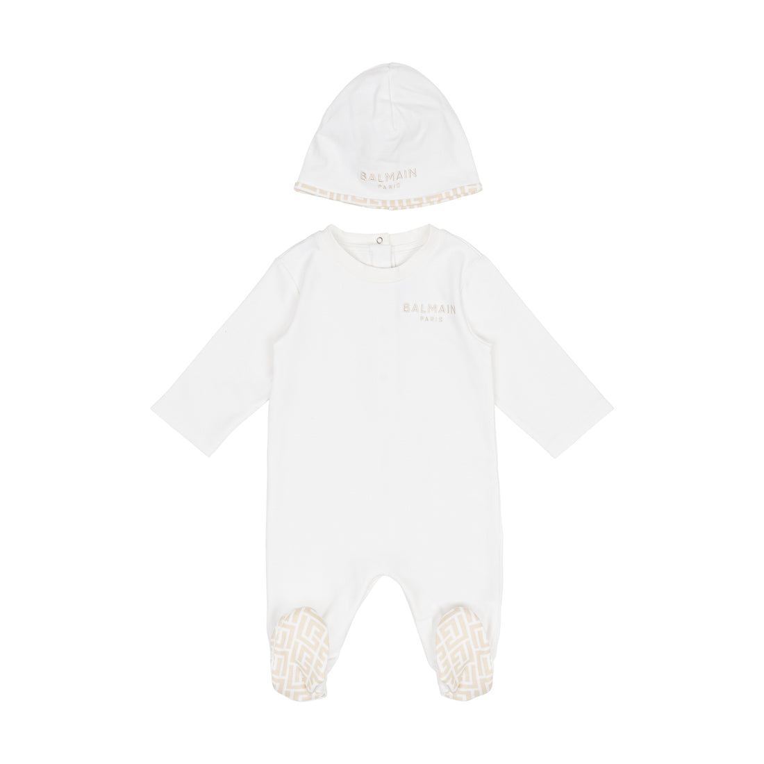 Logo-Embroidered Cotton Footed Romper &amp; Beanie Set
