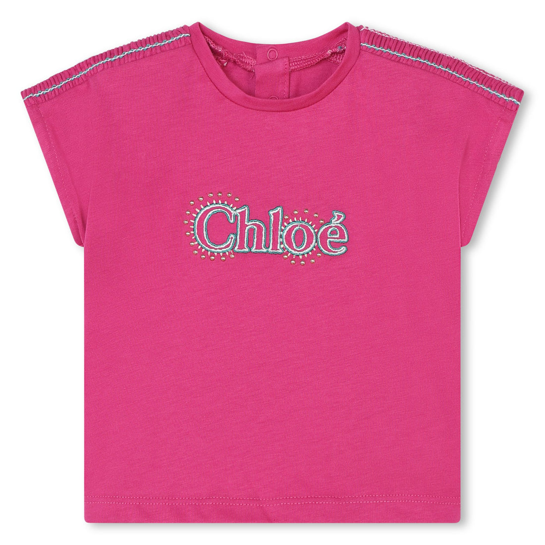 Chloé Organic Cotton Short Sleeves Tee-Shirt with Smocked Shoulders | Schools Out