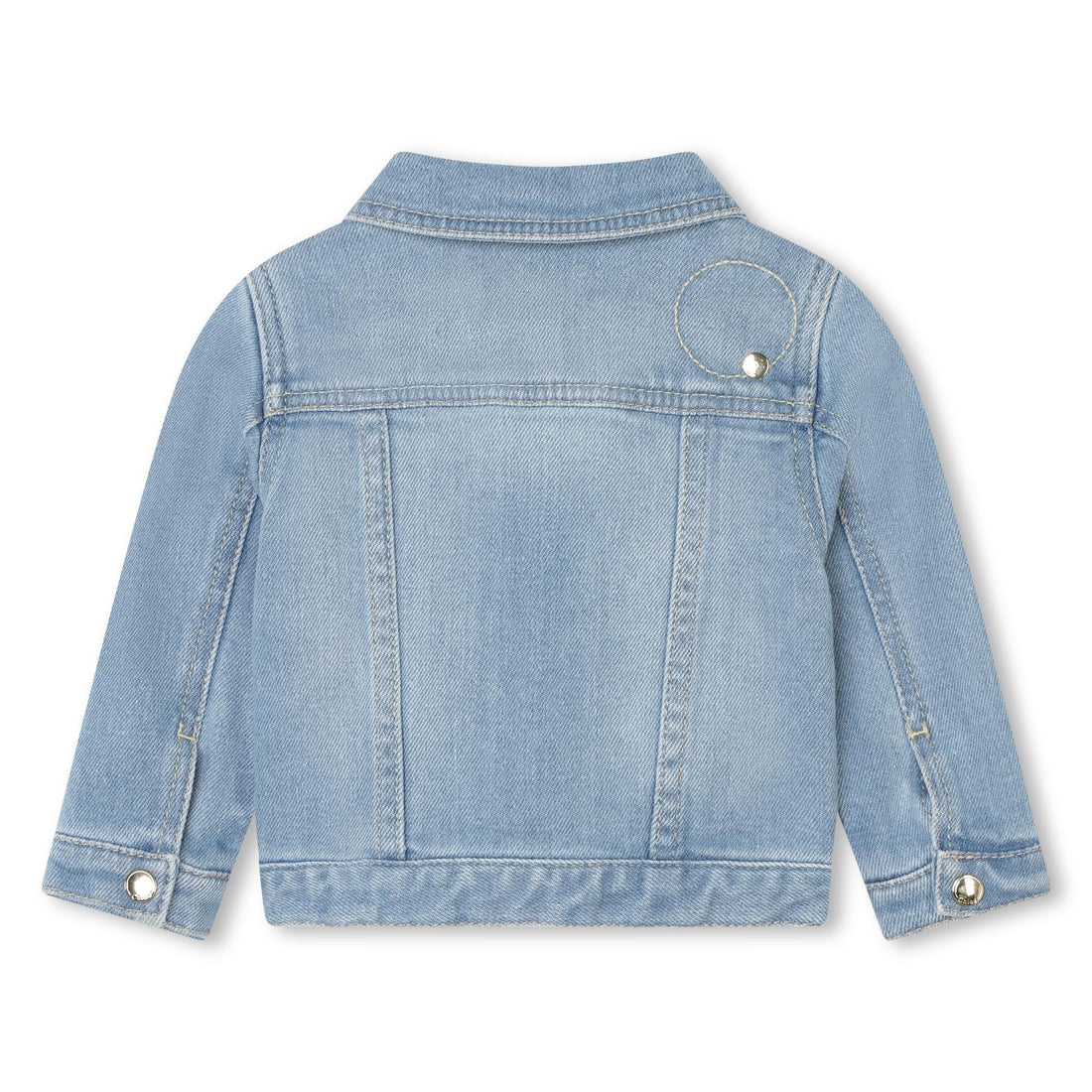 Embroidered Denim Jacket with Eyelet Details