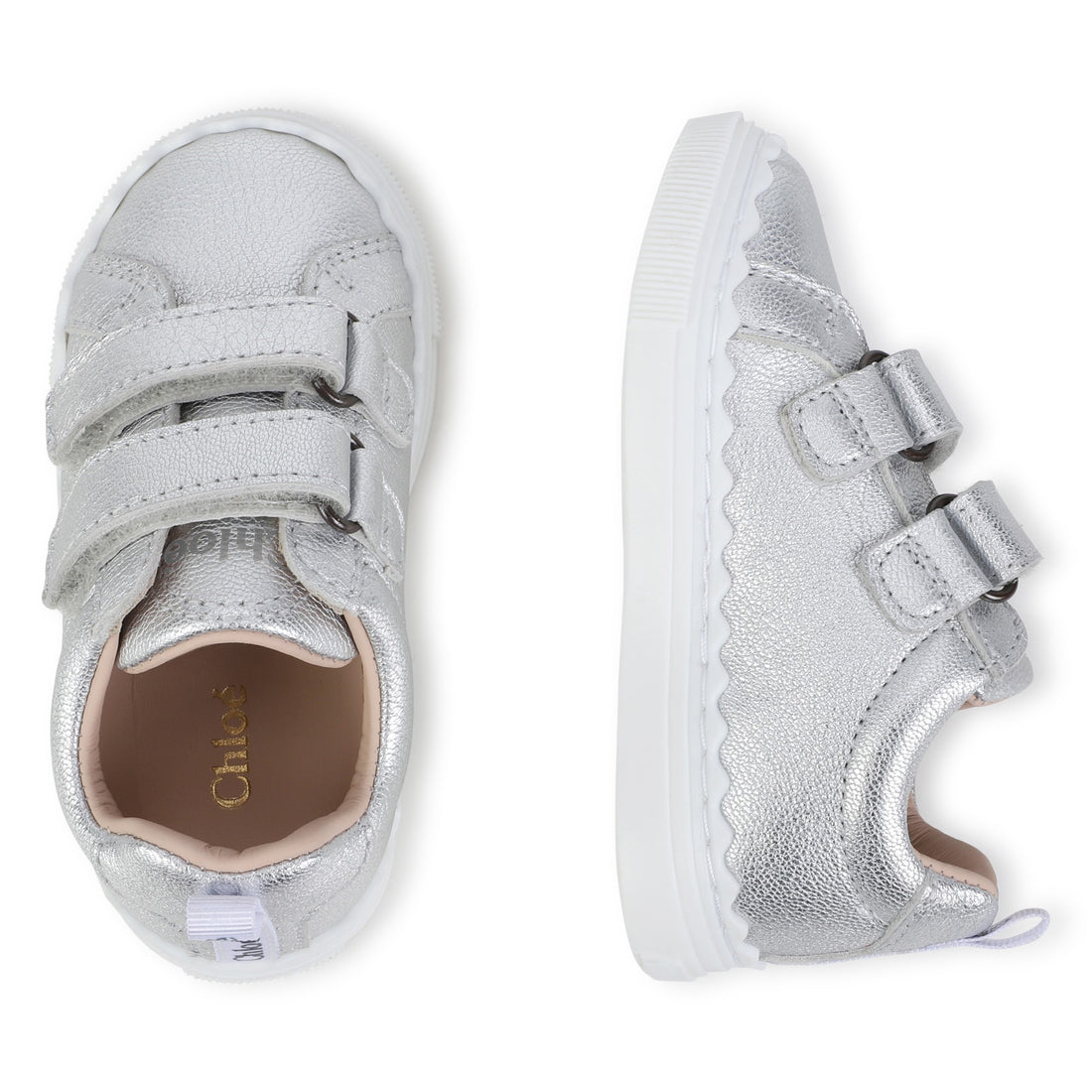 Chloé Lauren Leather Sneakers with Scallop Cutout | Schools Out