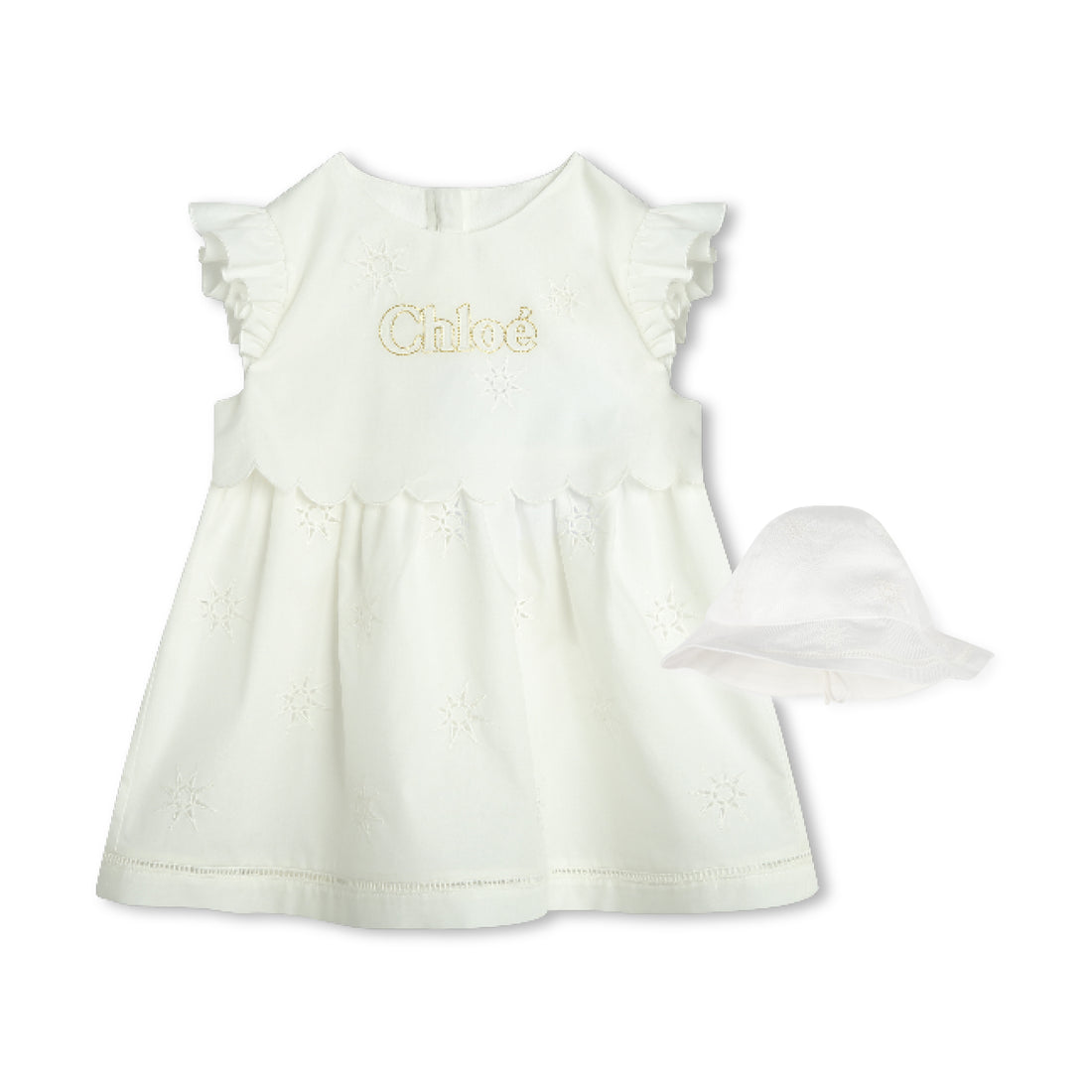 Chloé Embroidered Ceremony Dress &amp; Hat Set