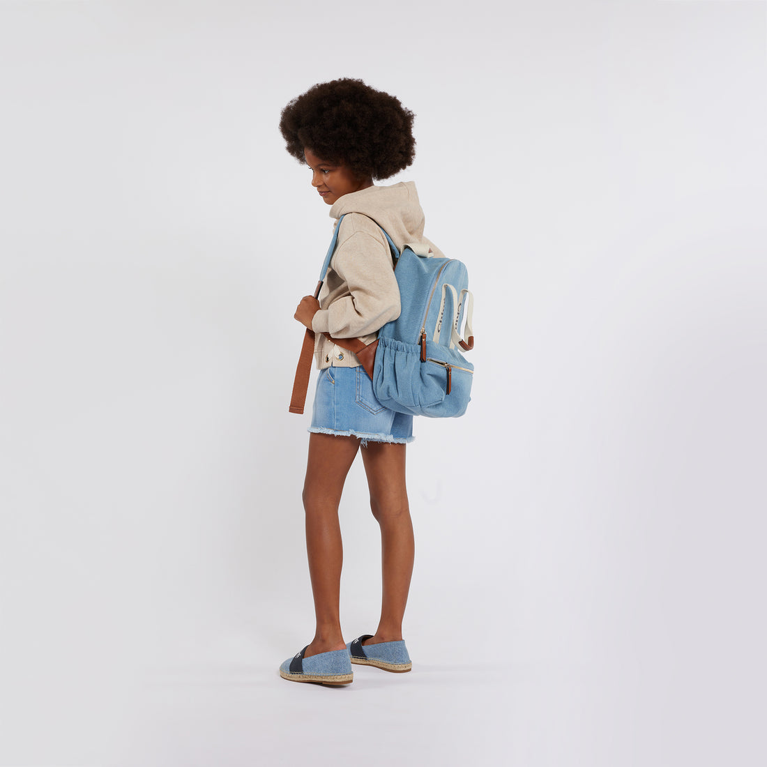 Chloé Organic Cotton Denim Rucksack with Grosgrain Braid | Schools Out