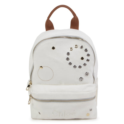 Embroidered Cotton Rucksack with Gold and Silver Details