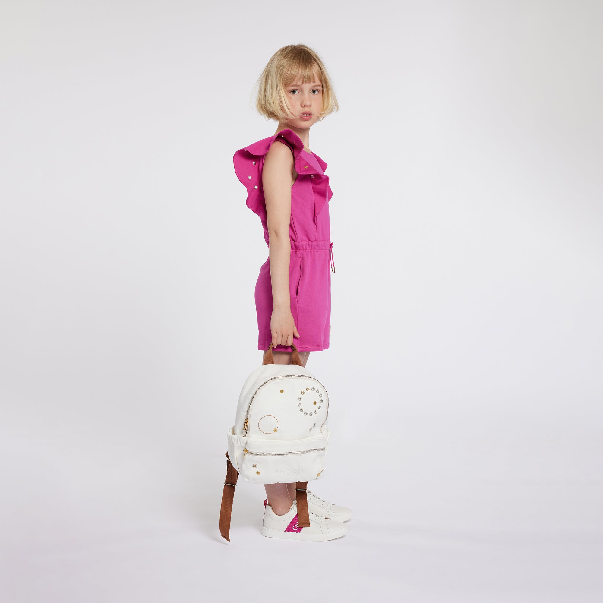 Embroidered Cotton Rucksack with Gold and Silver Details