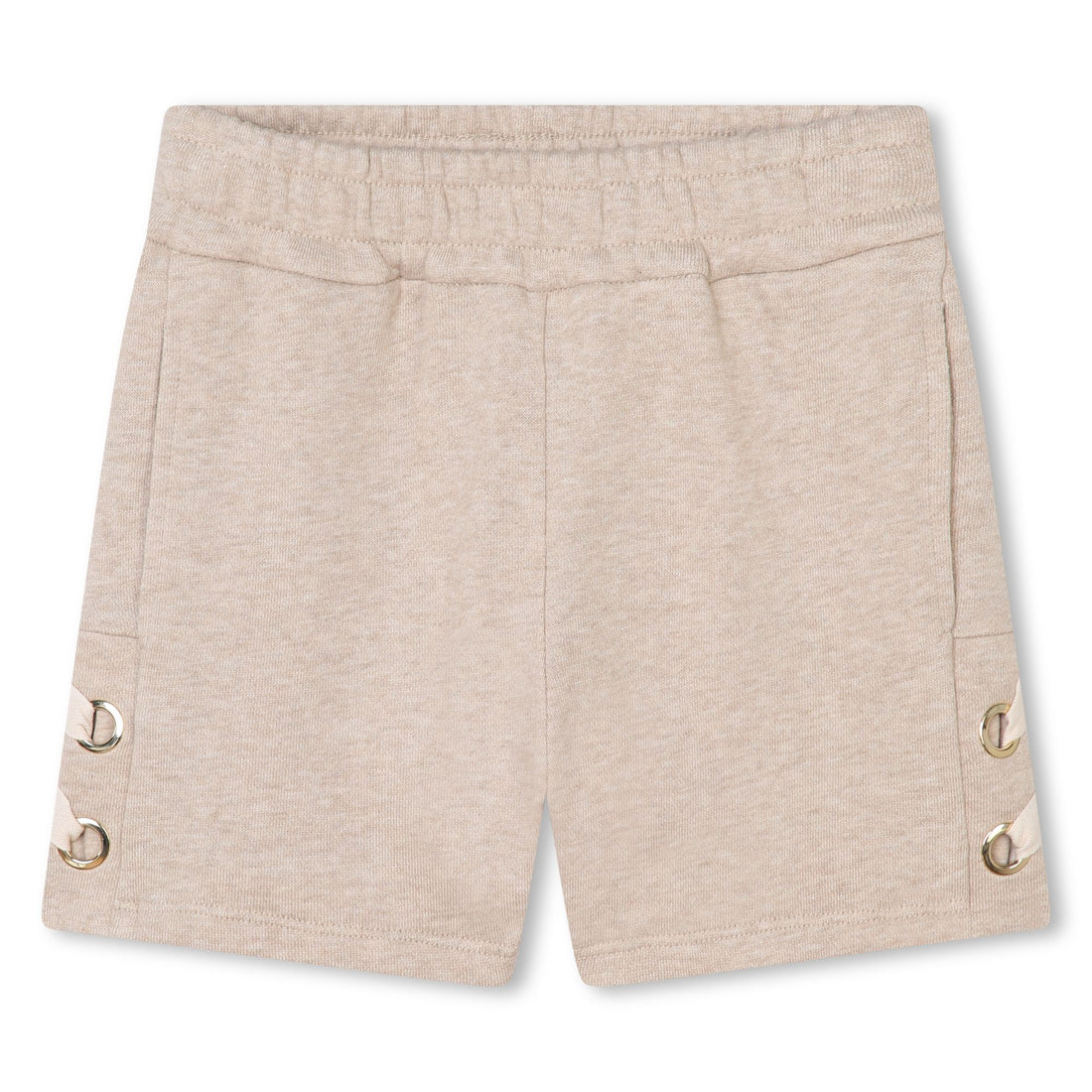 Mottled French Terry Shorts with Side Lacing and Gold Details