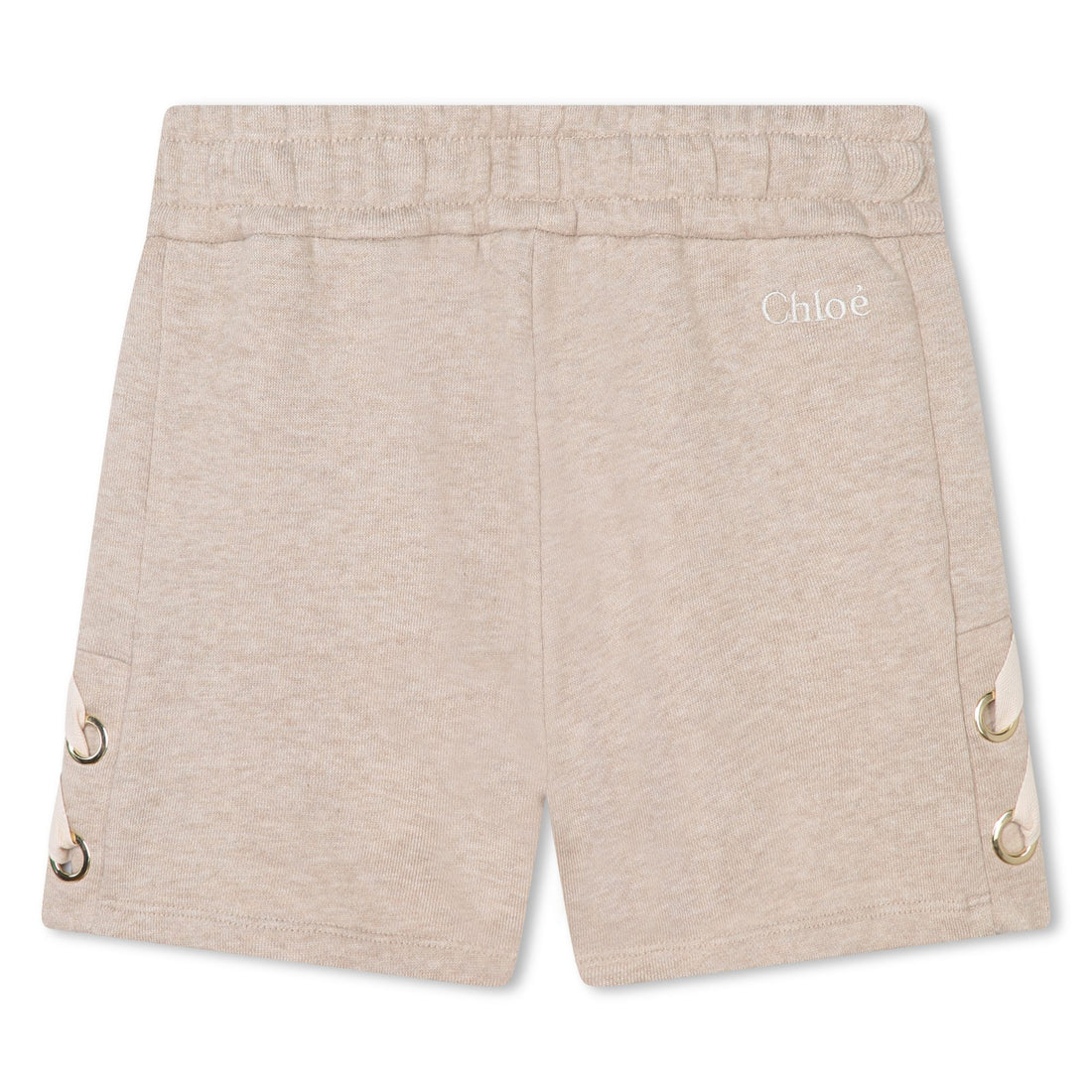 Chloé Mottled French Terry Shorts with Side Lacing and Gold Details | Schools Out