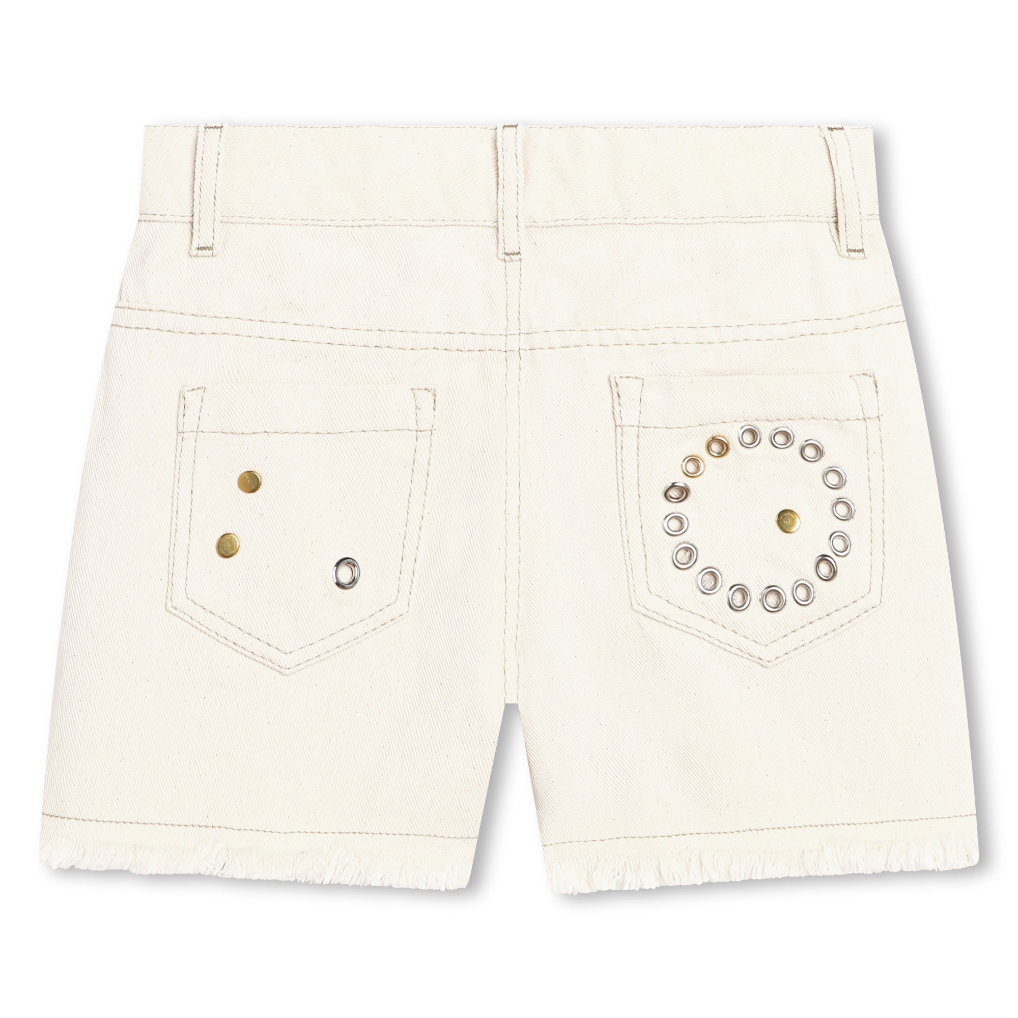 Chloé Five-Pocket Denim Shorts with Eyelet Detailing