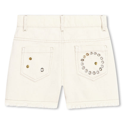 Chloé Five-Pocket Denim Shorts with Eyelet Detailing