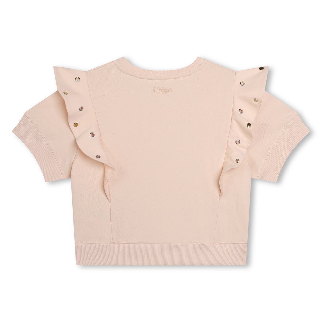 Chloé Short Sleeves Sweatshirt with Ruffle and Eyelet Detail | Schools Out