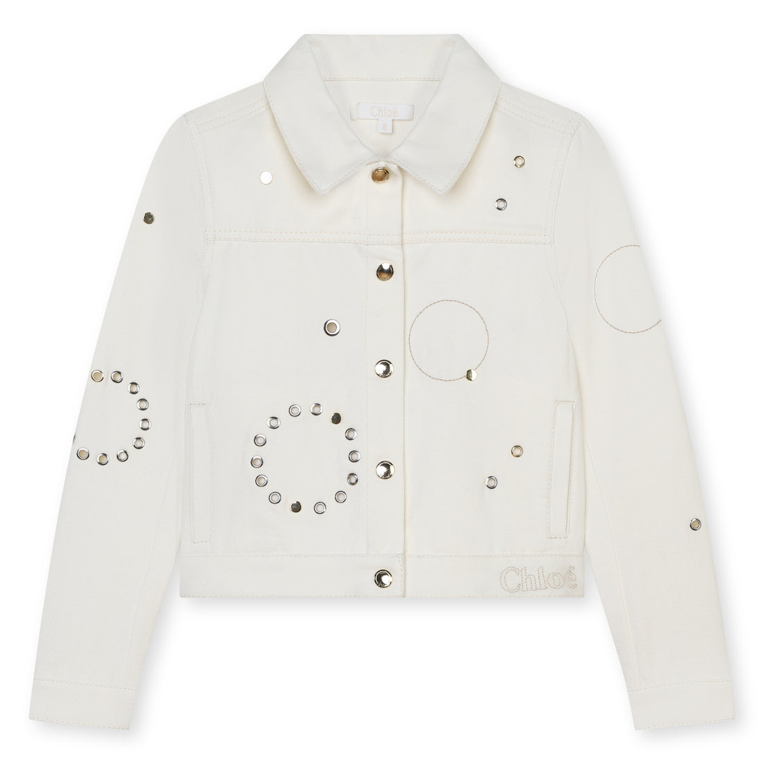 Chloé Light Twill Denim Jacket with Eyelet and Rivet Detailing | Schools Out