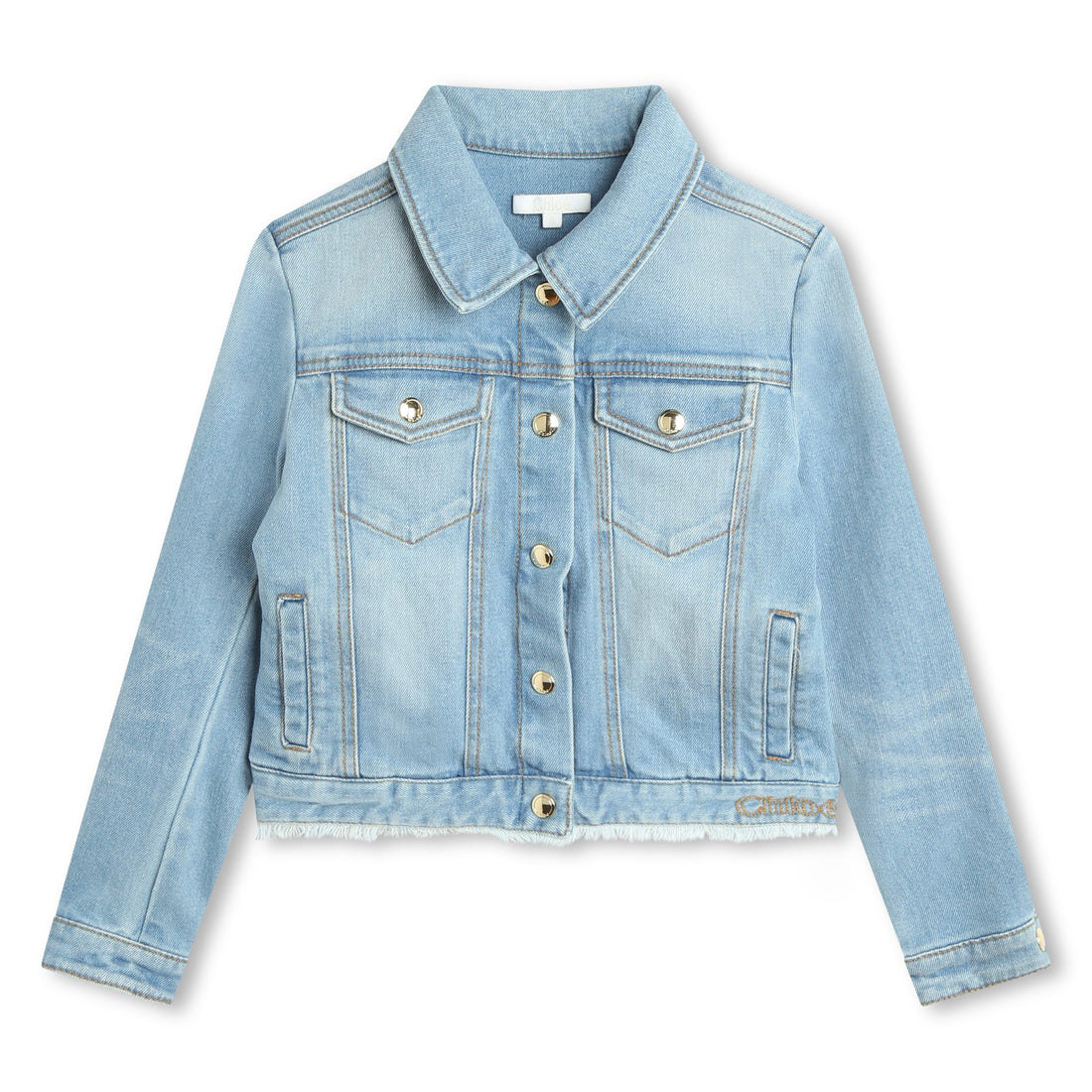 Chloé Four-Pocket Denim Jacket with Golden Embroidery and Trims | Schools Out