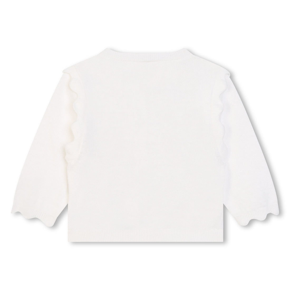 Chloé Organic Cotton Knitted Cardigan with Scallop Details and Embroidered Logo | Schools Out