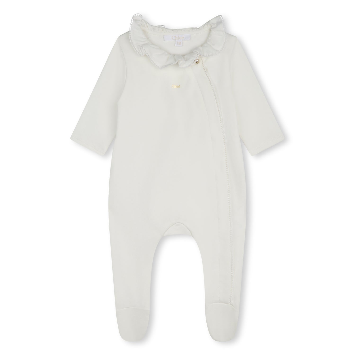 Organic Cotton Pyjamas and Bib Set with Golden Trims