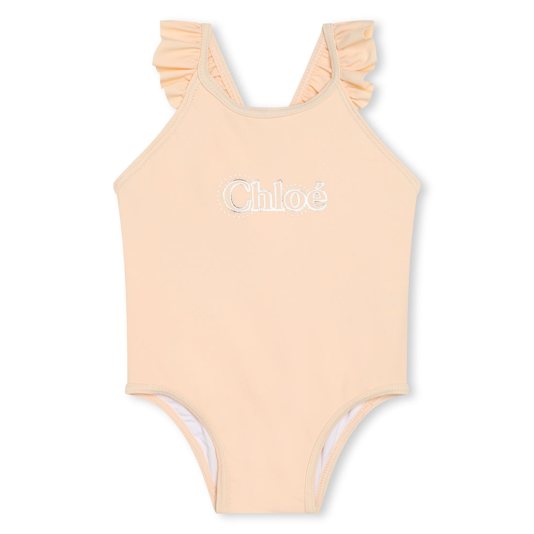 Chloé One-Piece Swimsuit with Ruffles and Gold-Touched Print | Schools Out